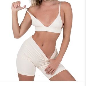 Davis active Cream Seamless High-Waist Biker Shorts for Women